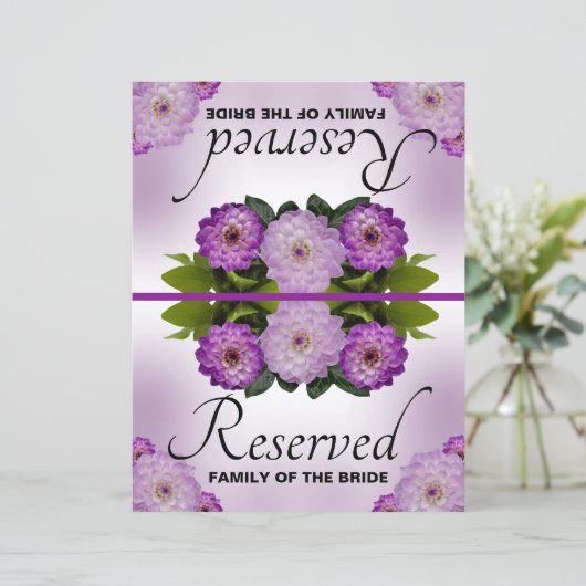 Foldable Wedding Reserved Dahlia Paarse Floral (Staand voorkant)