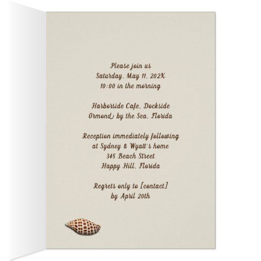 Folded Beach Ceremony Invitation Kaart (Binnen (Rechts))