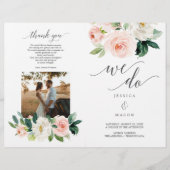 Folded Blush Floral Wedding Program Booklet Flyer (Voorkant)