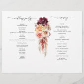 Folded Boho Pampas Grass Wedding Programme Flyer (Achterkant)