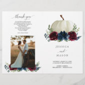 Folded Burgundy Navy Wedding Program Booklet Flyer (Voorkant)