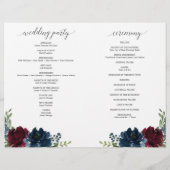 Folded Burgundy Navy Wedding Program Booklet Flyer (Achterkant)