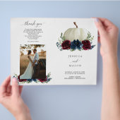 Folded Burgundy Navy Wedding Program Booklet Flyer (Hand)