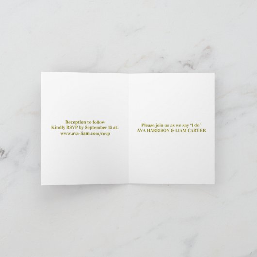 Folded Card, Modern Elegant, Editable Names (Binnen)