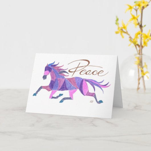 Folded Card Paarse Peace Horse door Sherry Jarvis Kaart (Gele Bloem)