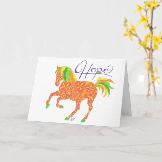Folded Card Sinaasappel Hope Horse van Sherry Jarv Kaart (Gele Bloem)