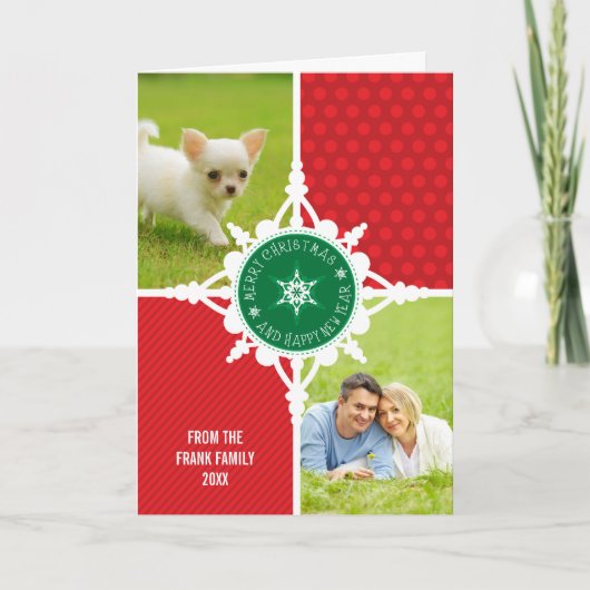FOLDED CHRISTMAS PHOTO CARD: snowflake dissected Feestdagen Kaart (Voorkant)