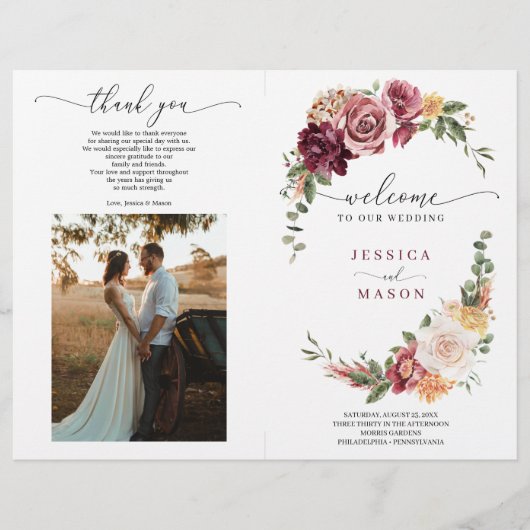 Folded Country Boho Wedding Program Booklet Flyer (Voorkant)