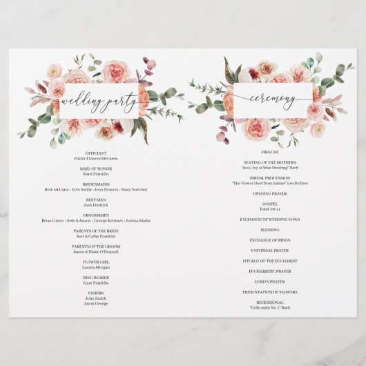 Folded Country Boho Wedding Program Booklet Flyer (Achterkant)