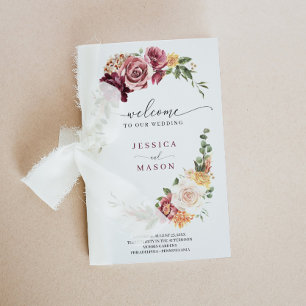 Folded Country Boho Wedding Program Booklet Flyer
