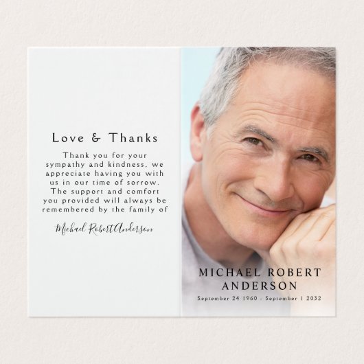 Folded Full Photo Memorial Prayer Kaart Visitekaartje (Buitenkant ongevouwen)