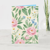 Folded Greeting Card Blank Floral Spring Pattern Kaart (Voorkant)