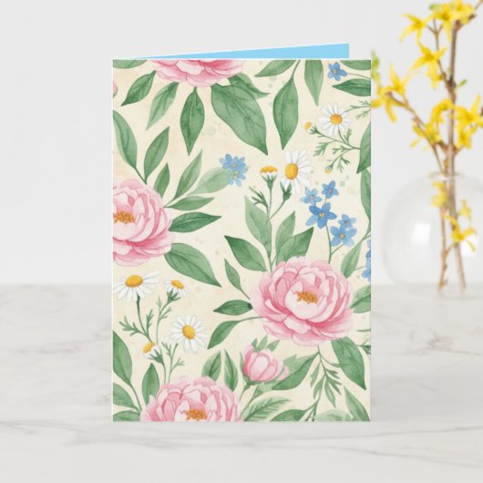 Folded Greeting Card Blank Floral Spring Pattern Kaart (Gele Bloem)