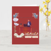 Folded Greeting Card deep red Kaart (Gele Bloem)