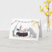 Folded Greeting Card 'Unicorn Tea Party' Kaart (Gele Bloem)