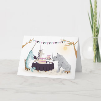 Folded Greeting Card 'Unicorn Tea Party' Kaart