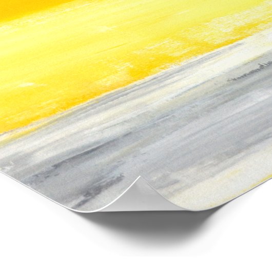 "Folded" grijze en gele Abstracte kunst Poster (Hoek)