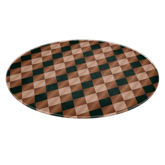 Folded Harlequin, Brown-Black-ROUND CUTTING BOARD Snijplank (Hoek)