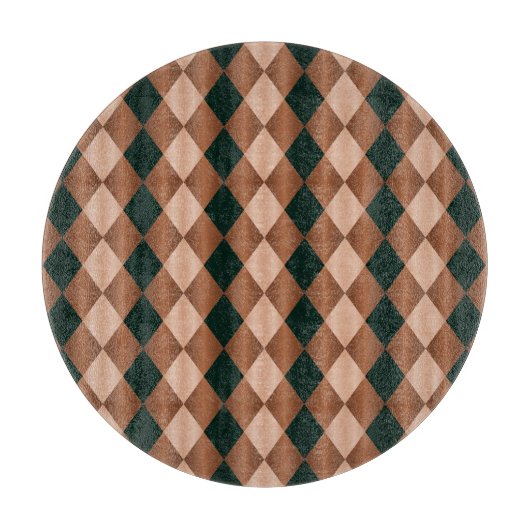 Folded Harlequin, Brown-Black-ROUND CUTTING BOARD Snijplank (Voorkant)