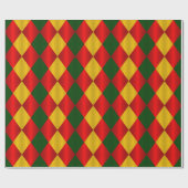 Folded Harlequin-Red-Green-Gold-GIFT WRAP PAPIER (Vlak)