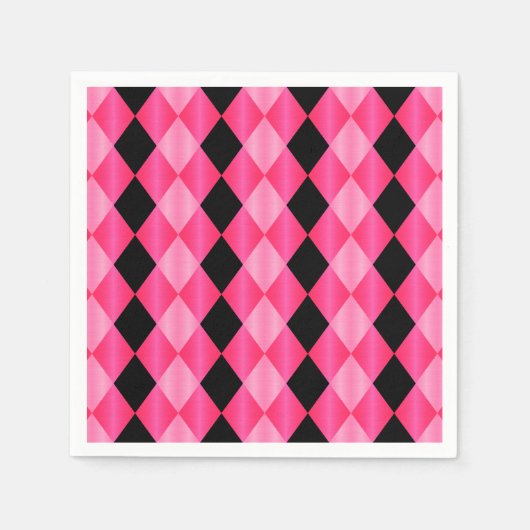 Folded Harlequin, roze-Black-PAPER PARTY NAPKINS Servet (Voorkant)