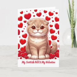 Folded Hearts: Scottish Fold's Valentijn Joy Feestdagen Kaart