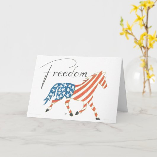 Folded Kaart Freedom Flag Horse van Sherry Jarvis (Gele Bloem)