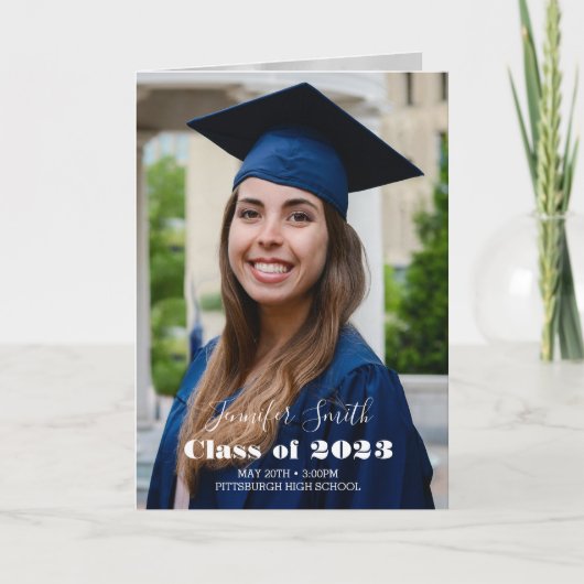 Folded Photo Afstuderen Invitation with Poem (Voorkant)