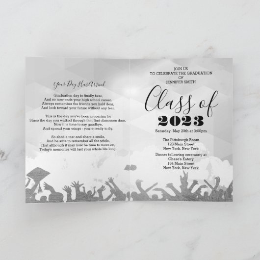 Folded Photo Afstuderen Invitation with Poem (Binnen)