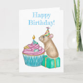 Folded Pika Happy Birthday Cupcake Kaart (Voorkant)