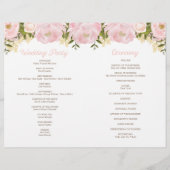 Folded Pink Floral Wedding Program Booklet Flyer (Achterkant)