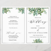 Folded Silver & Greenery bruiloft Program Flyer (Voorkant)