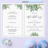 Folded Silver & Greenery bruiloft Program Flyer (Enkel)
