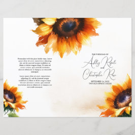 Folded Sunflower Wedding Programme - 