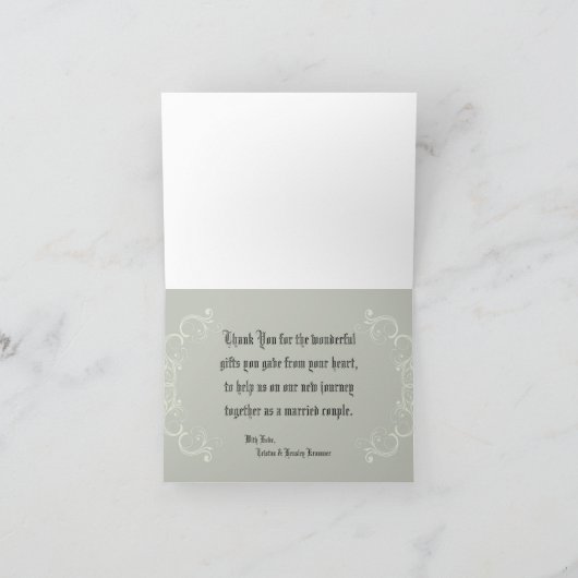 Folded Thank You Card Black Tie Affair Gray Elegan Bedankkaart (Binnen)