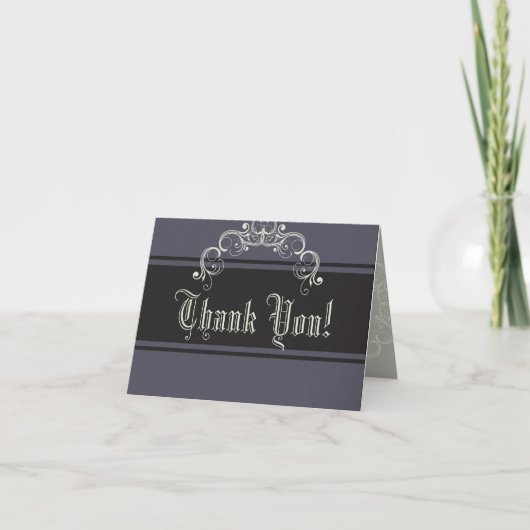 Folded Thank You Card Black Tie Affair Gray Elegan Bedankkaart (Voorkant)