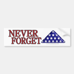 Folded USA Flag-Nooit Vergeet Bumpersticker