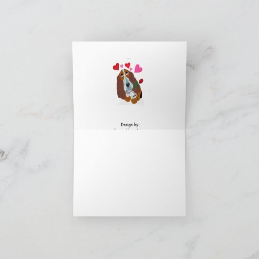 Folded Valentine's Day Dachshund cupid Card Bedankkaart (Binnen)