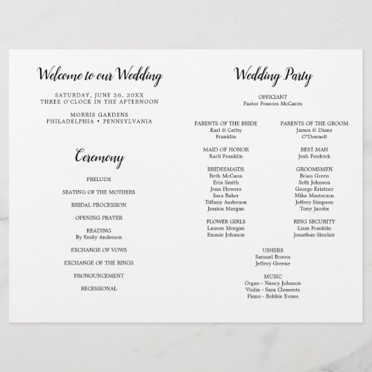 Folded Wedding Program Booklet with Photo Flyer (Achterkant)