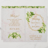 Folded Wedding Program - Marble Gold White Lilies (Voorkant / Achterkant)