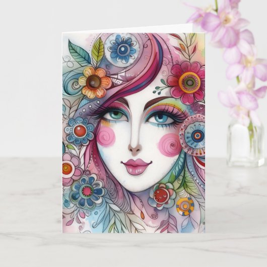 Folded Whimsical Card Kaart (Orchidee)