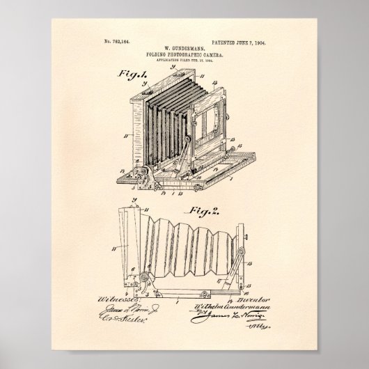 Folding Camera 1904 Patent Art - Old Peper Poster (Voorkant)