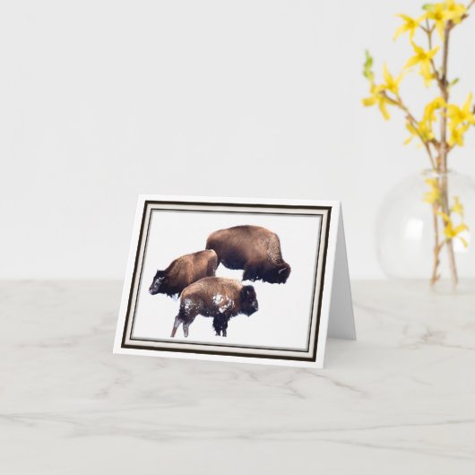 Folding Greeting Card - Bison in Winter Kaart (Gele Bloem)