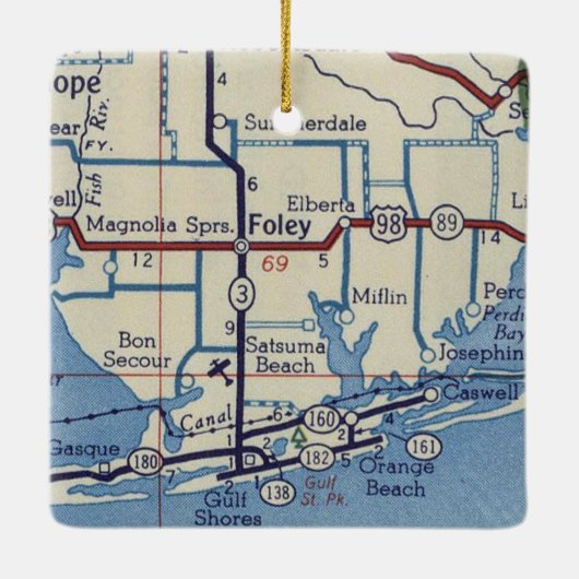 Foley AL  Map Keramisch Ornament (Achterkant)