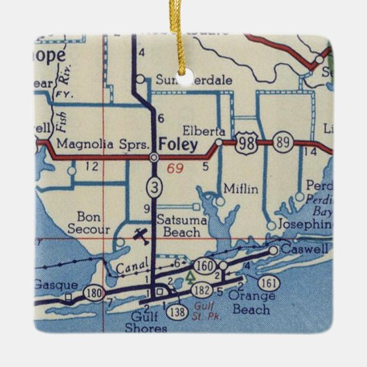 Foley AL  Map Keramisch Ornament (Voorkant)