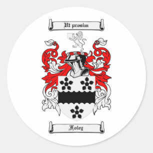 FOLEY FAMILY CREST - FOLEY WAPEN RONDE STICKER