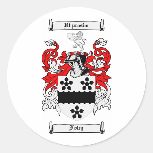 FOLEY FAMILY CREST - FOLEY WAPEN RONDE STICKER (Voorkant)