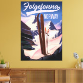 Folgefonna Noorwegen ski poster. Canvas Afdruk (Insitu (Woonkamer))