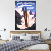 Folgefonna Noorwegen ski poster. Canvas Afdruk (Insitu (Slaapkamer))