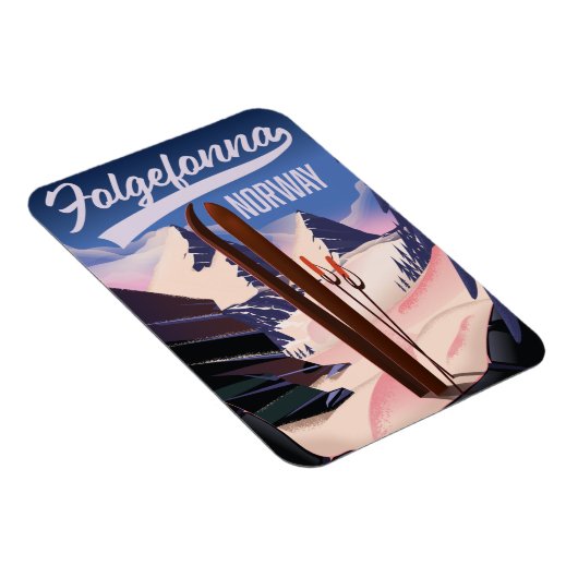 Folgefonna Noorwegen ski-poster. Magneet (Rechterzijde)